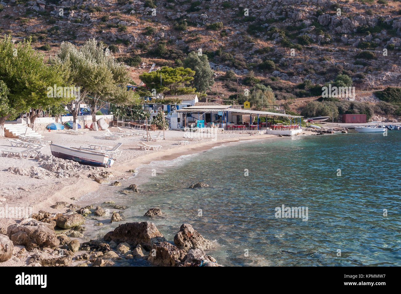 Beach bar at Agios Nikolaos port o Zakynthos, Greece Stock Photo Alamy