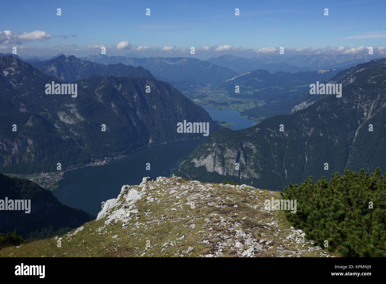 overlooking the lake halstatt Stock Photo