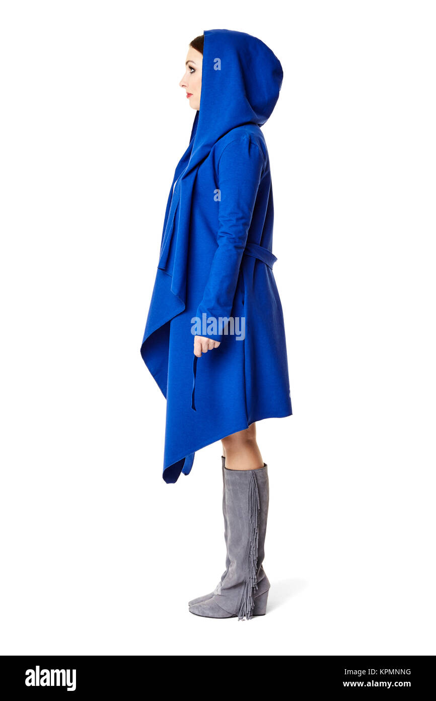 Woman in blue coat Stock Photo Alamy