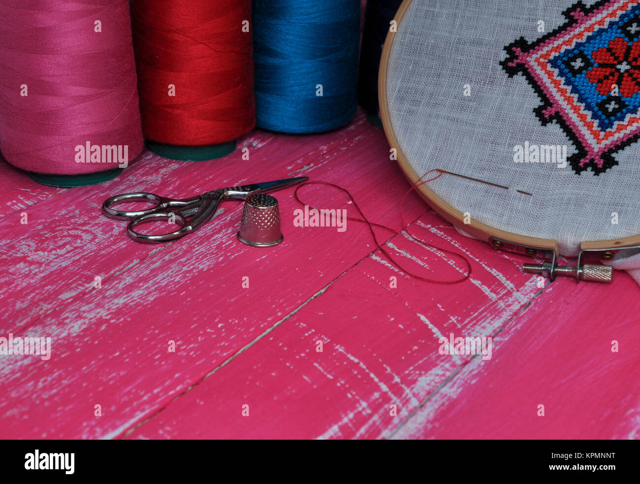 Items for needlework and embroidery Stock Photo Alamy