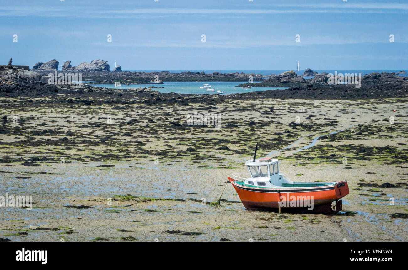 Brittany Beach at Low Tide Stock Photo - Alamy