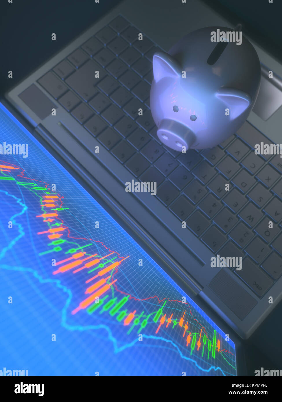 Robot Trading System And Piggy Bank Stock Photo