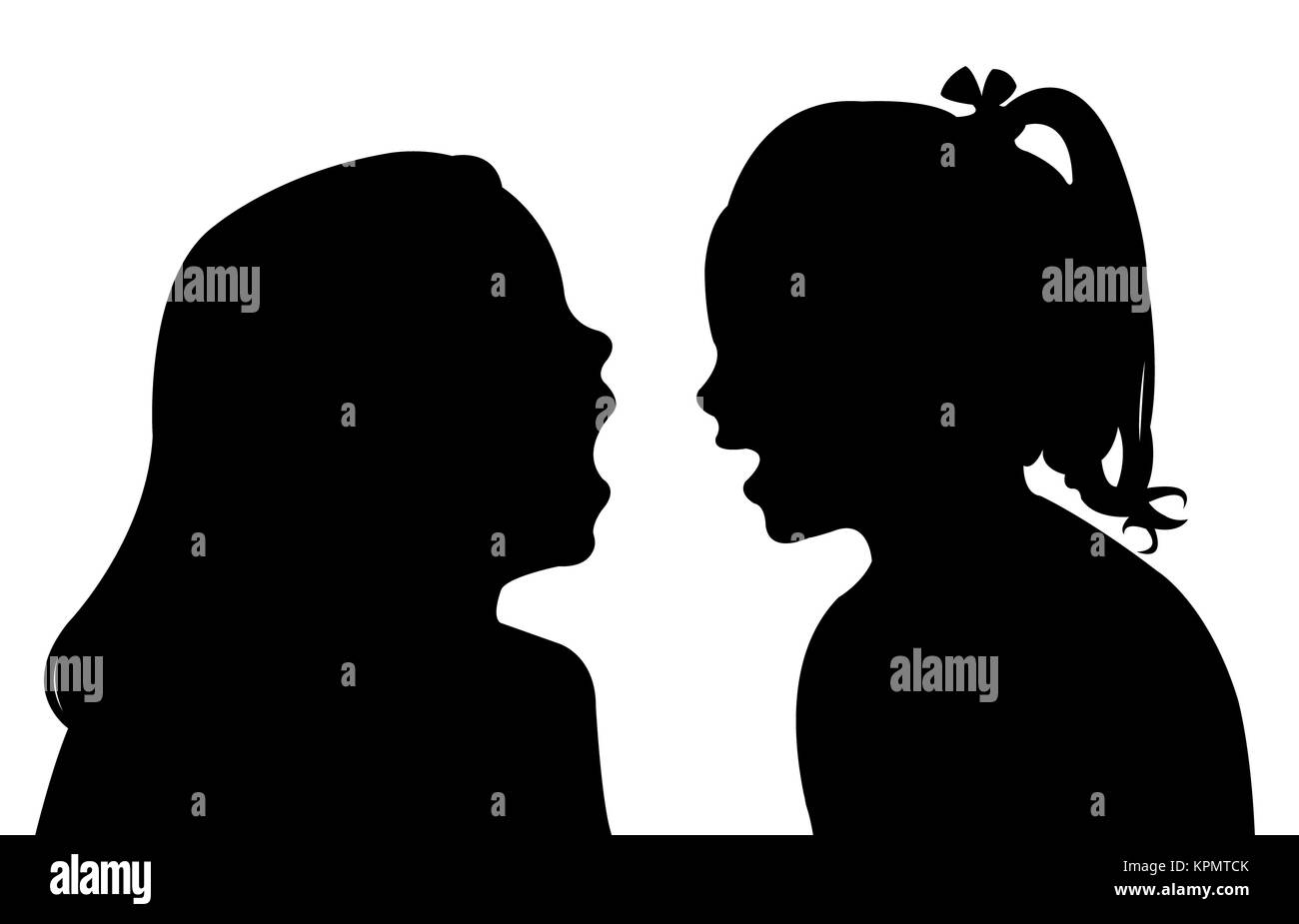 crazy children silhouette Stock Photo