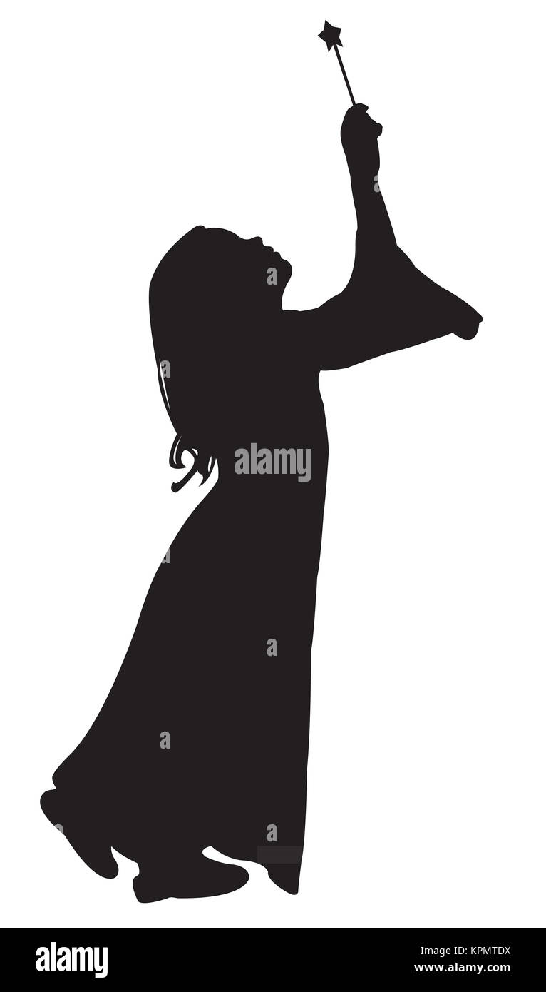 witch girl silhouette Stock Photo
