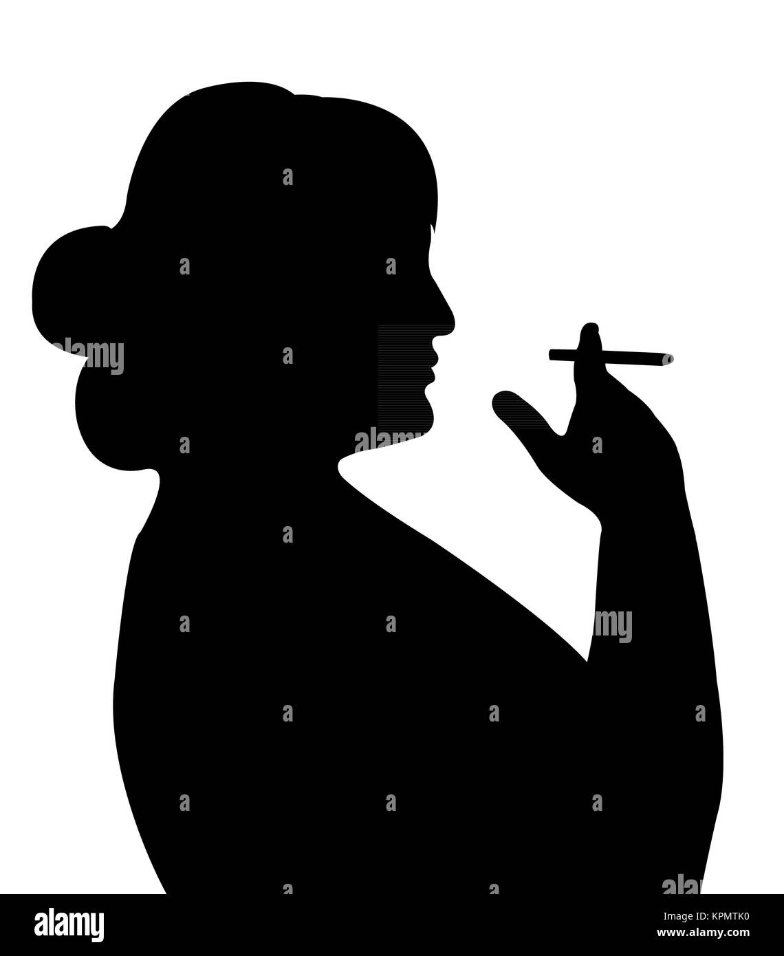 smoking woman silhouette Stock Photo