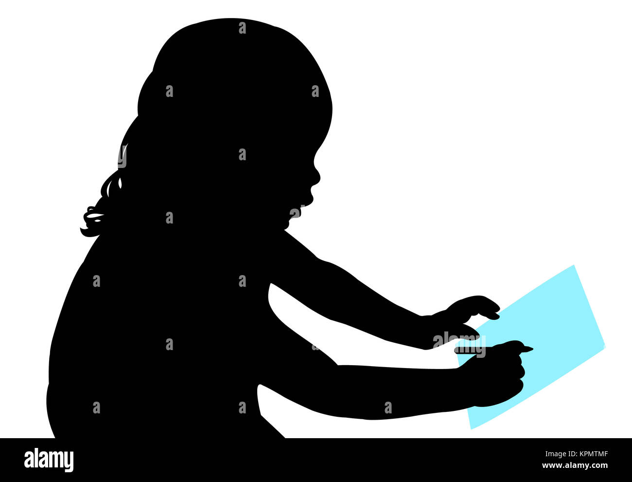 cute girl studying silhouette Stock Photo