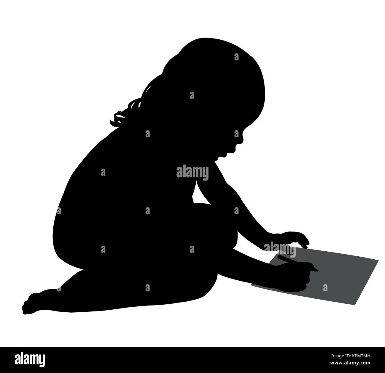 cute girl studying silhouette Stock Photo