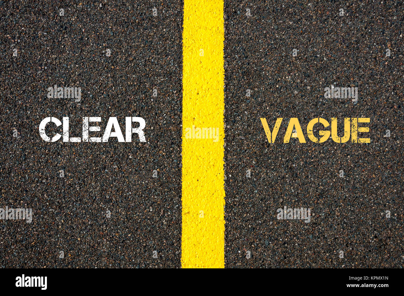 Antonym concept of CLEAR versus VAGUE Stock Photo Alamy