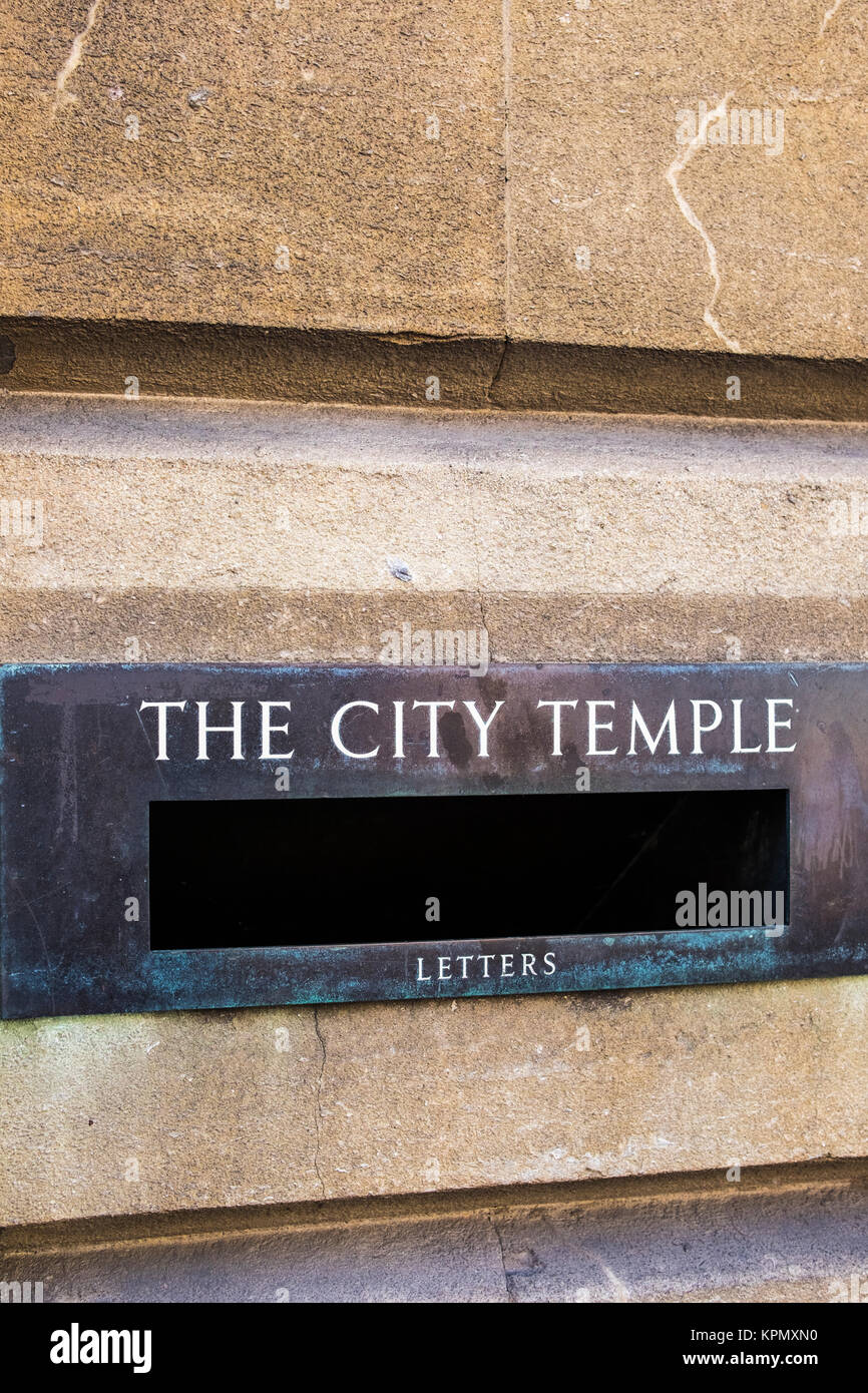 The City Temple letter box on Holborn Viaduct, City of London, England, U.K. Stock Photo