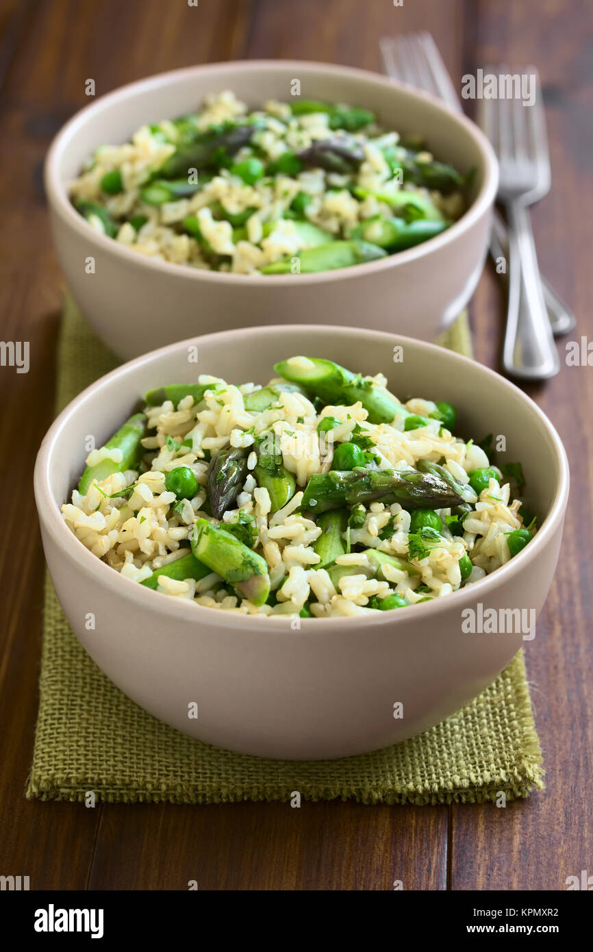 Asparagus Pea and Brown Rice Risotto Stock Photo - Alamy
