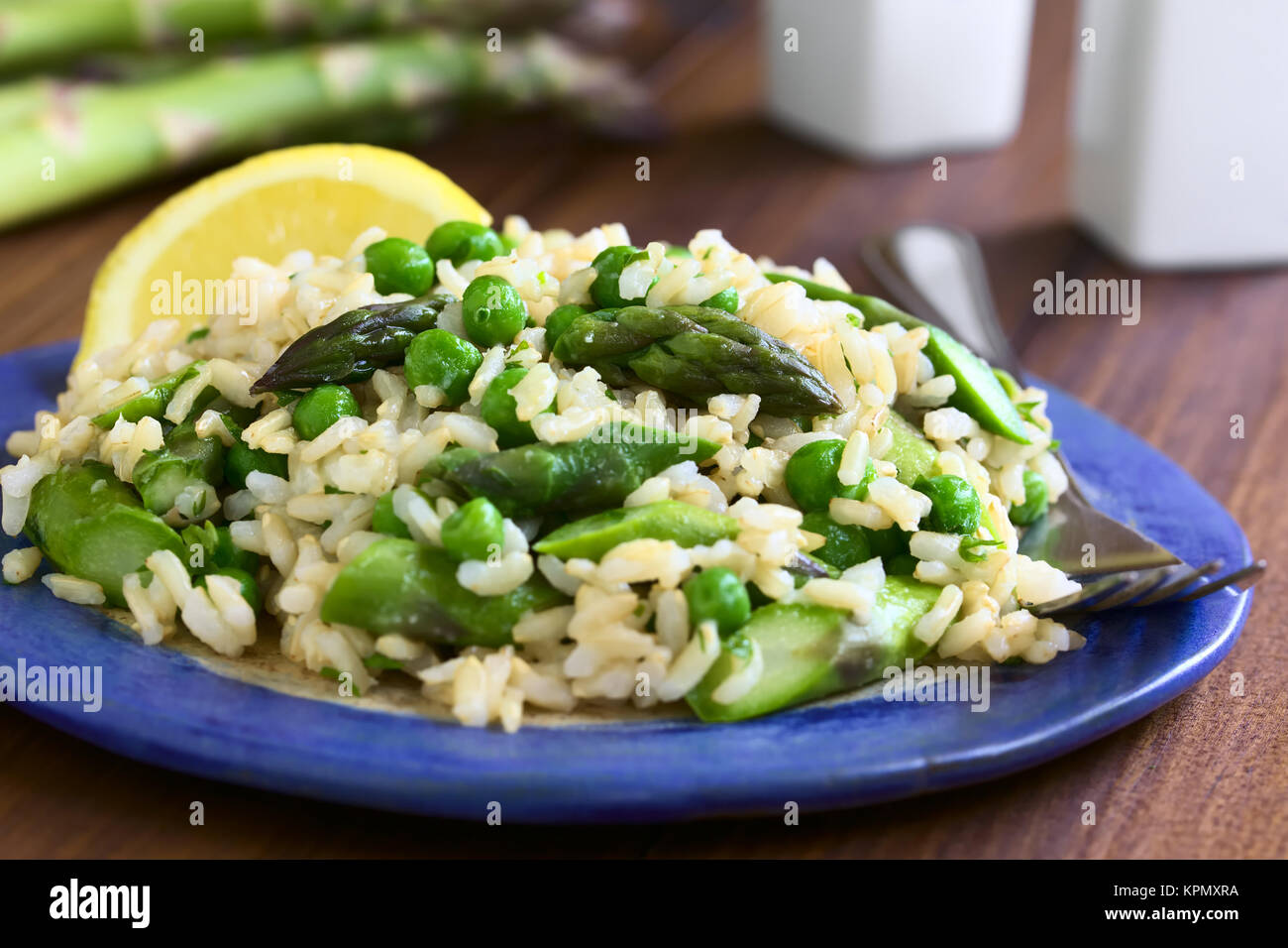 Asparagus Pea and Brown Rice Risotto Stock Photo - Alamy