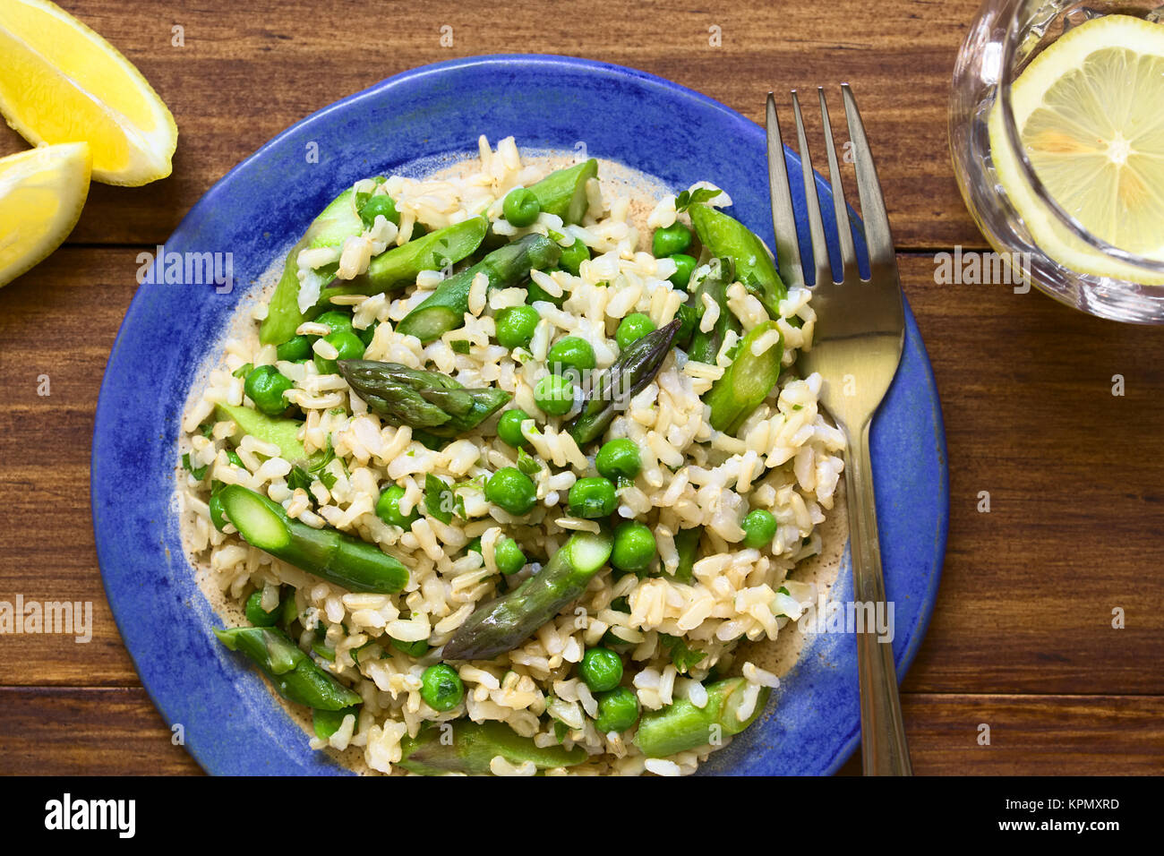 Asparagus Pea and Brown Rice Risotto Stock Photo Alamy