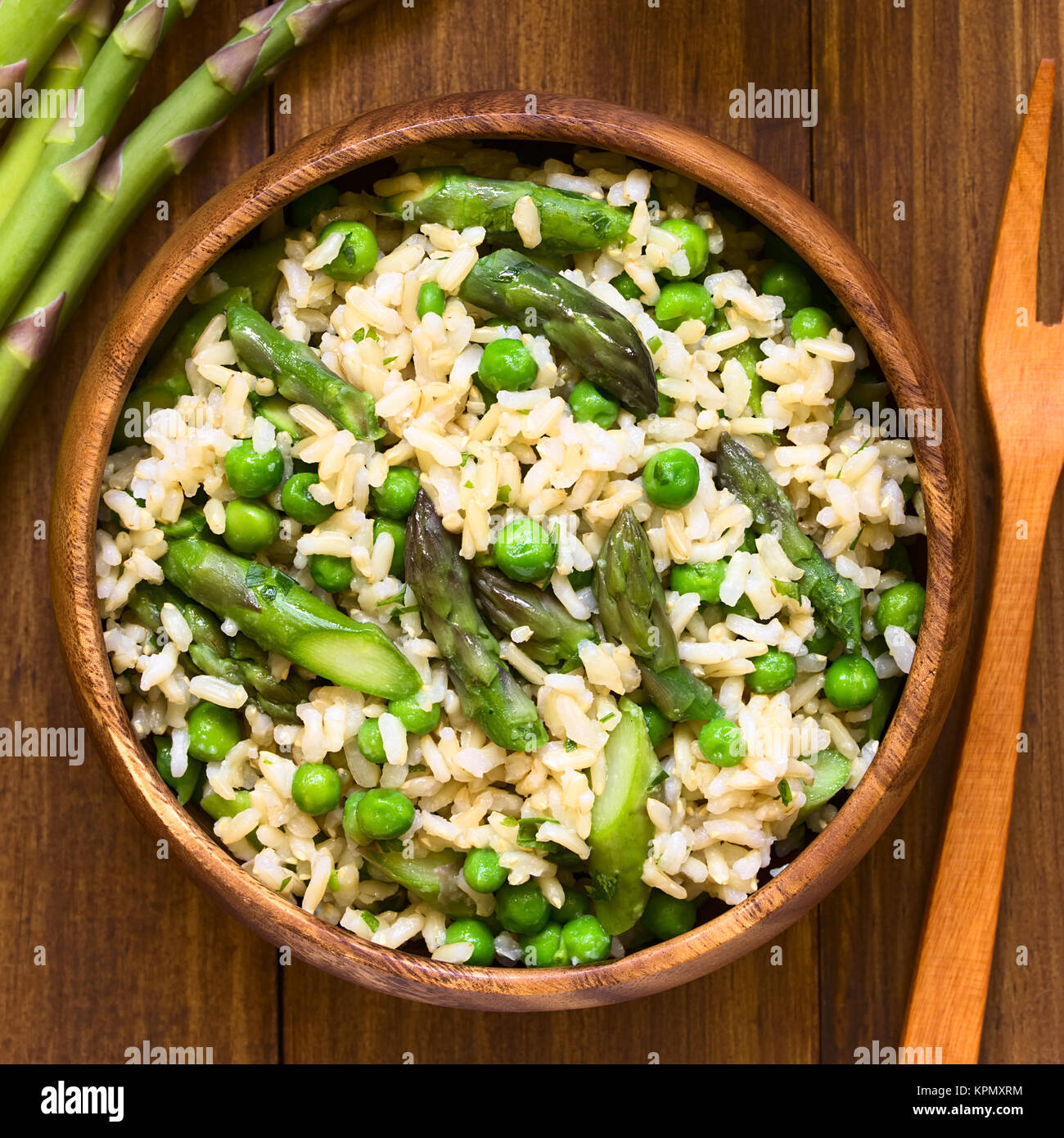 Asparagus Pea and Brown Rice Risotto Stock Photo Alamy