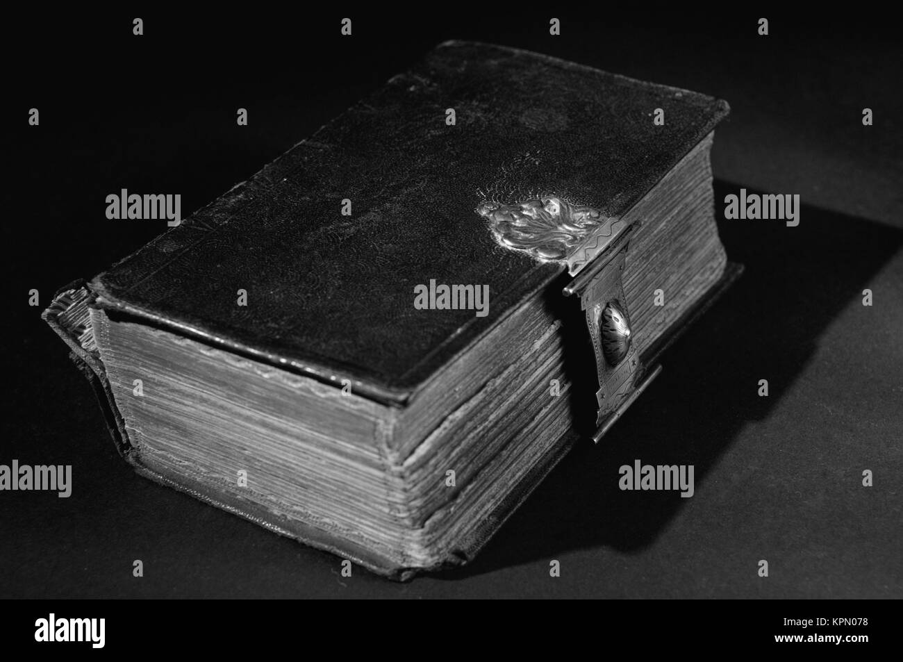 Old Bible on Black - BW Stock Photo