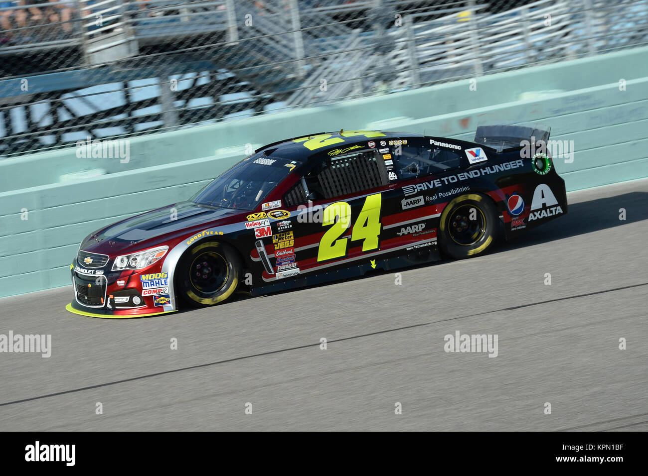 HOMESTEAD, FL - NOVEMBER 16:  Jeff Gordon during the NASCAR Sprint Cup Series Ford EcoBoost 400 at Homestead-Miami Speedway on November 16, 2014 in Homestead, Florida.  People:  Jeff Gordon Stock Photo
