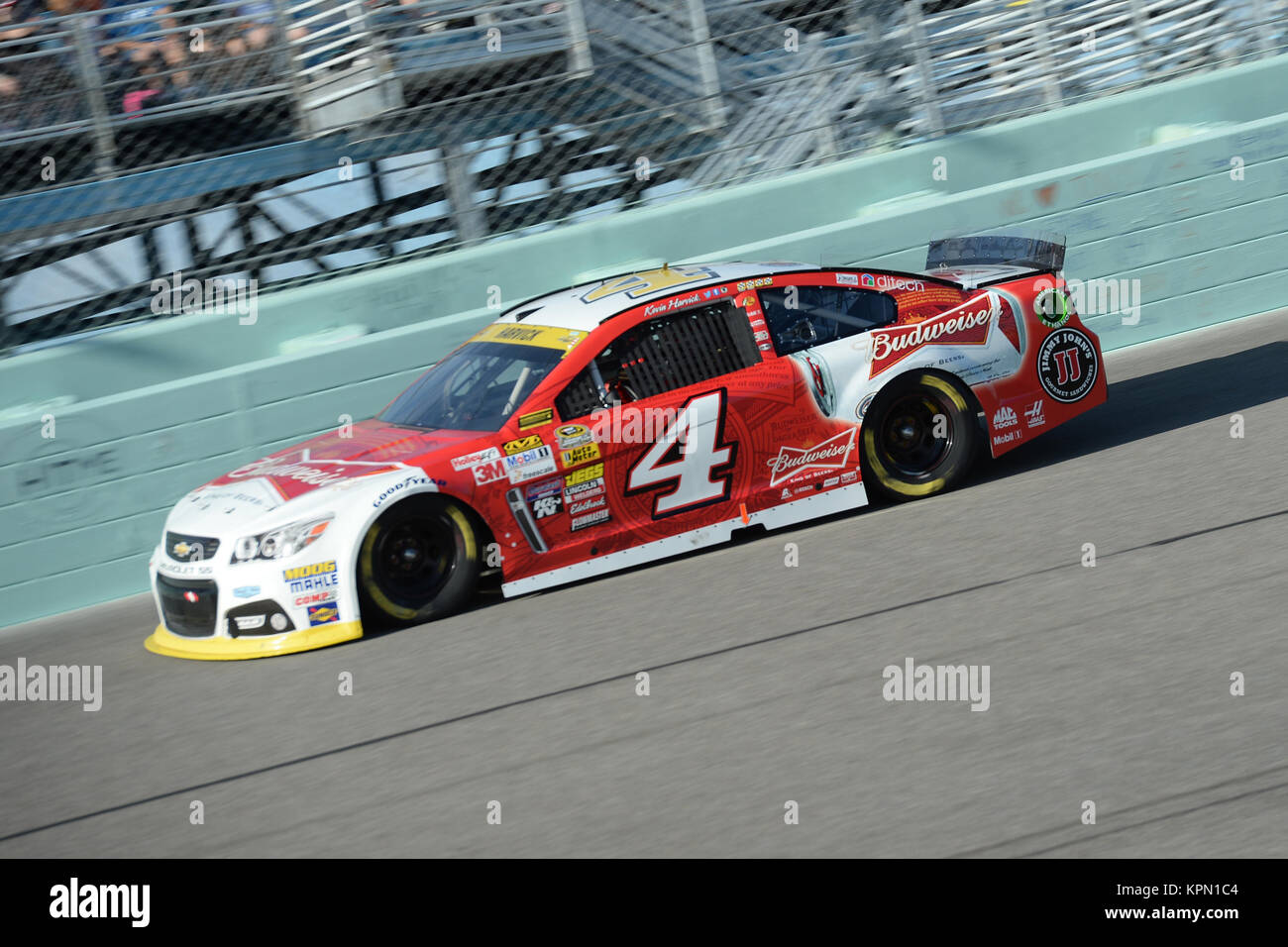 HOMESTEAD, FL - NOVEMBER 16:  Kevin Harvick during the NASCAR Sprint Cup Series Ford EcoBoost 400 at Homestead-Miami Speedway on November 16, 2014 in Homestead, Florida.  People:  Kevin Harvick Stock Photo