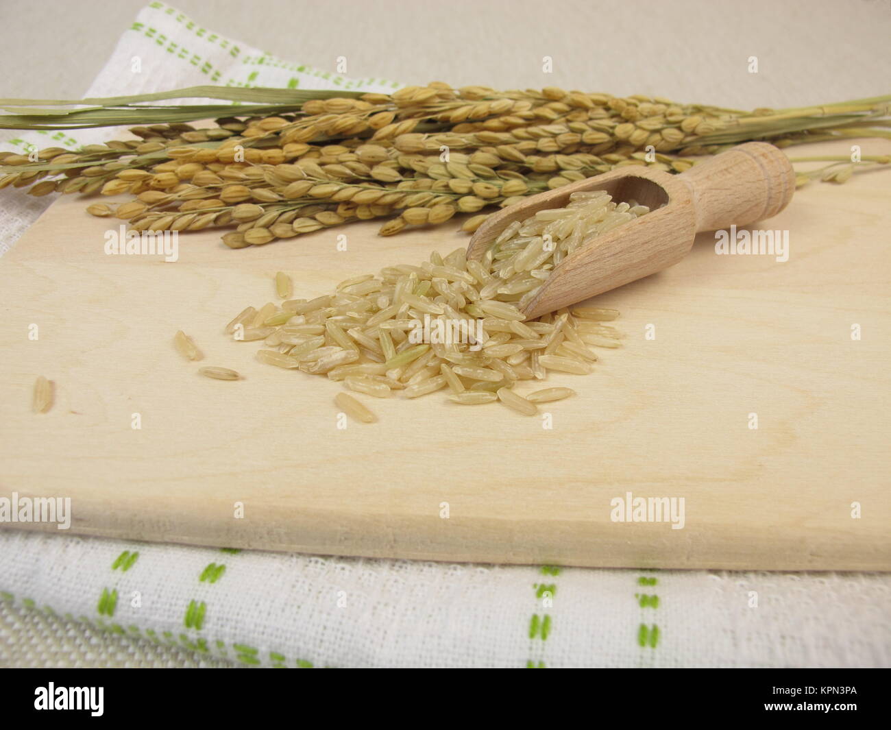 Rispana Rice raw wholegrain rice and reisrispen Stock Photo - Alamy