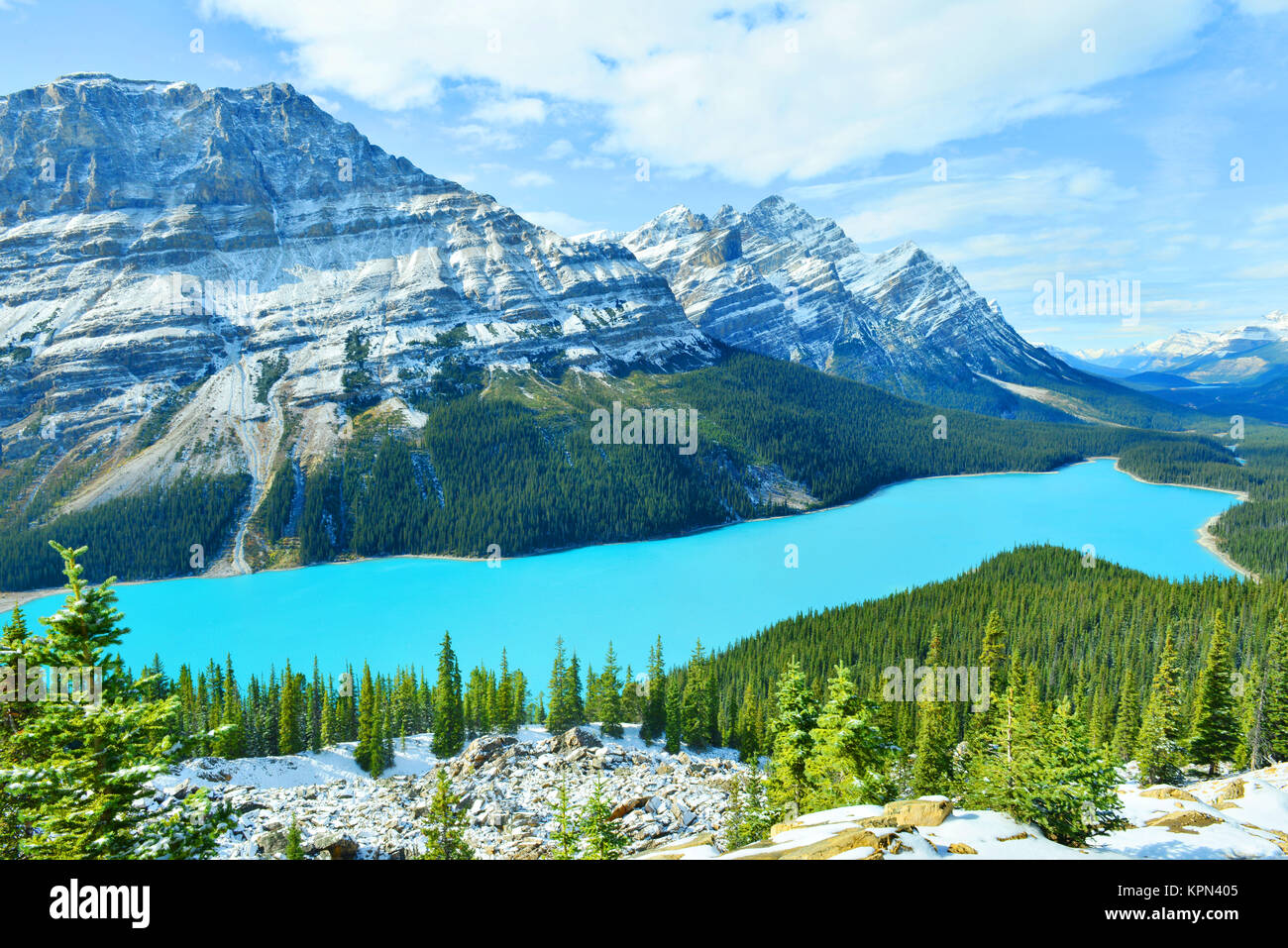 View from Bow Summit of Peyto lake in Banff National Park, Alberta ...