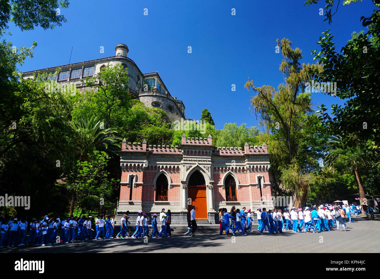 Mexican school kids on a field trip to Chapultepec Castle in
