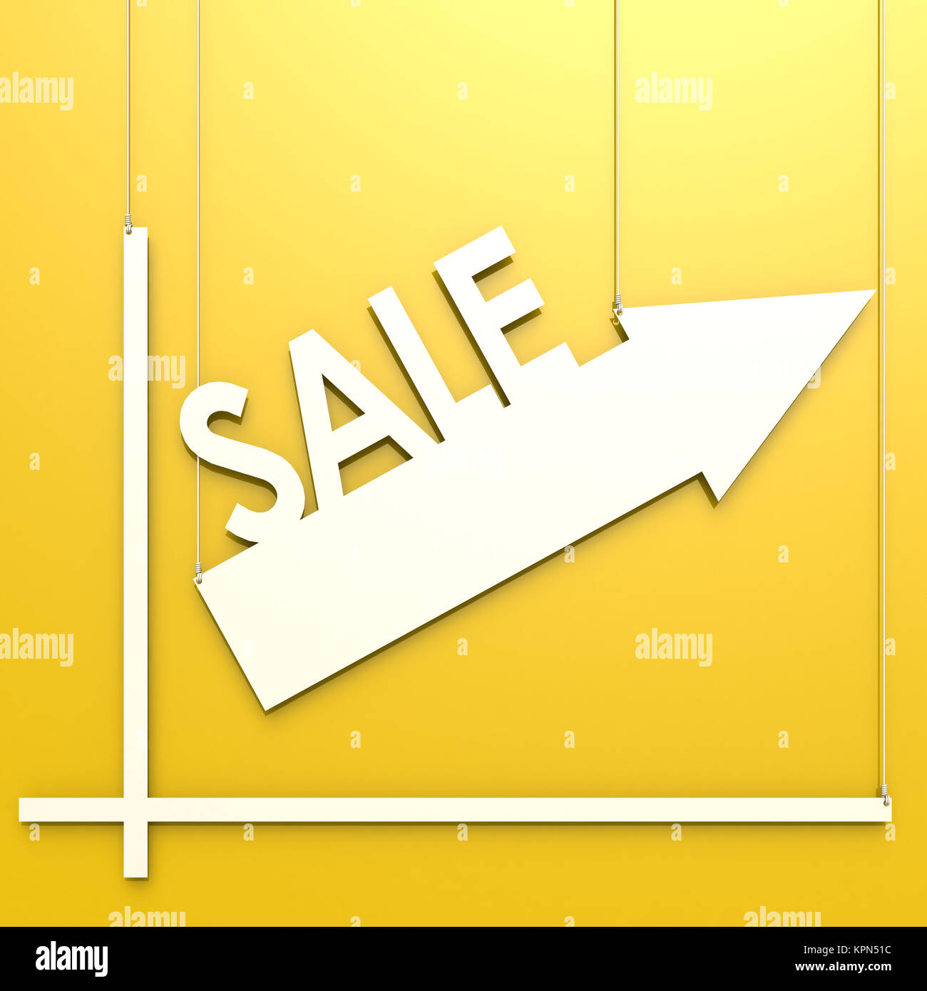 Sale word with chart hang on yellow background Stock Photo - Alamy