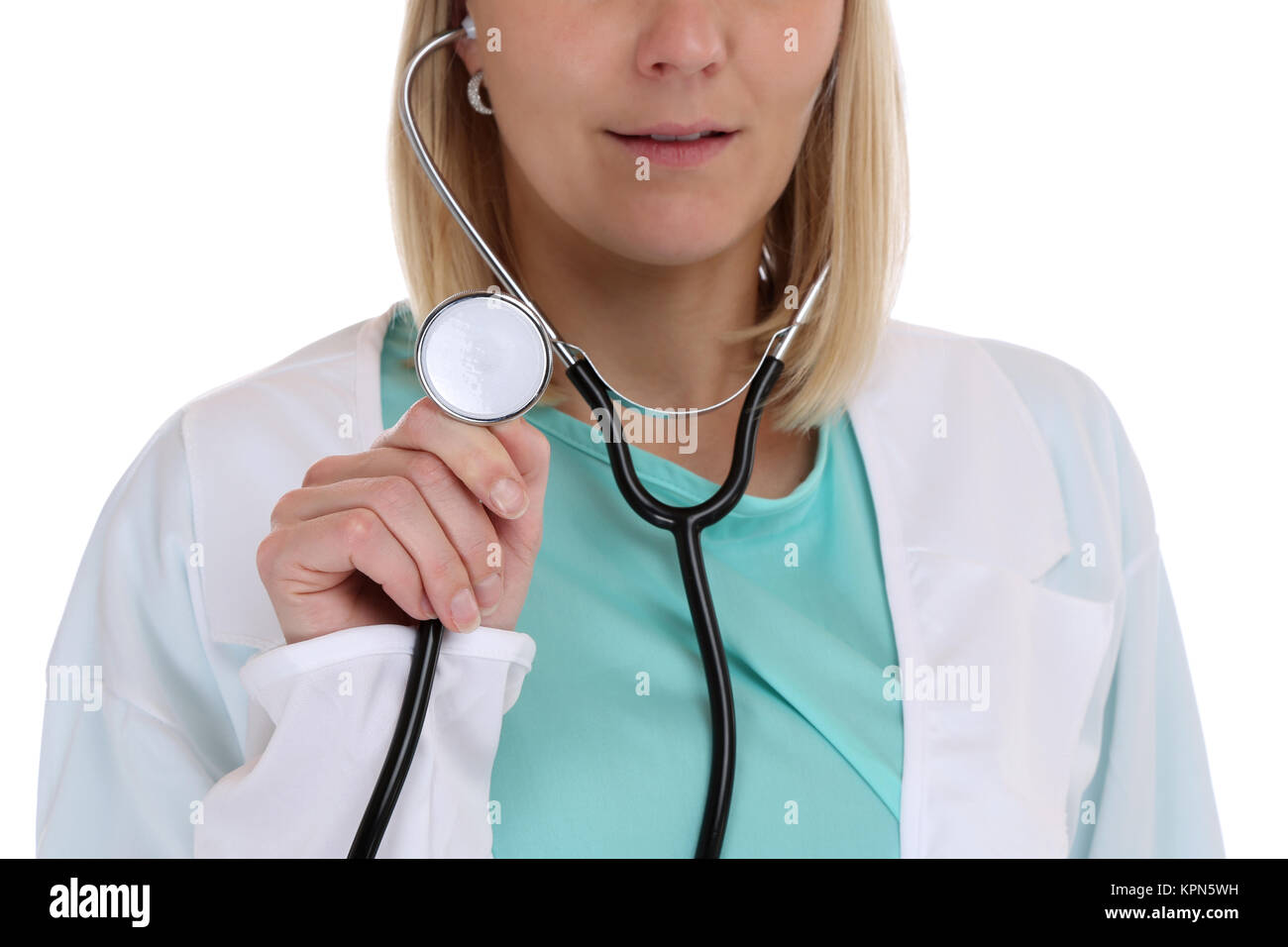 doctor doctor doctor woman with stethoscope heart examination cut Stock