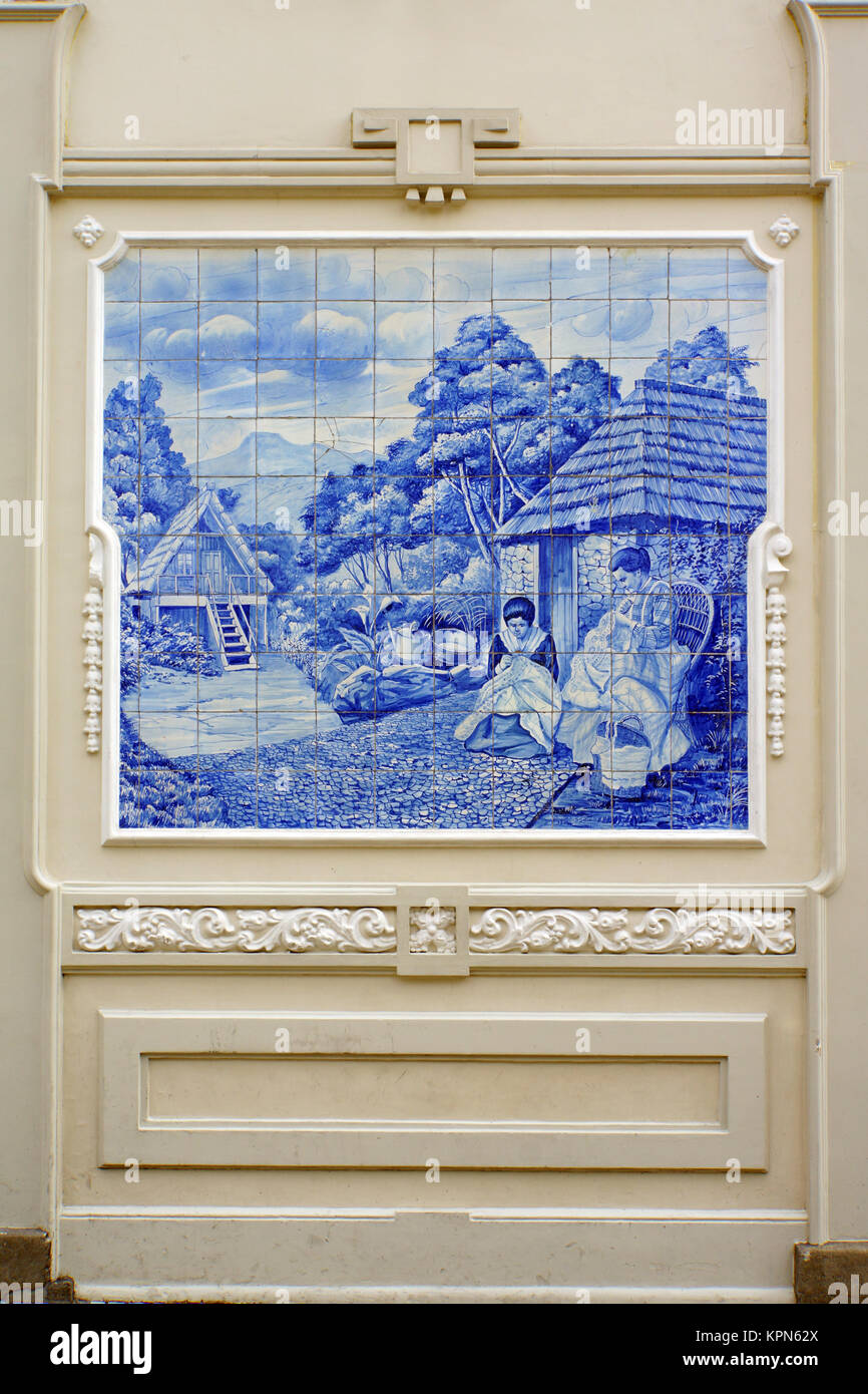 tile image with a historical scene in the old town Stock Photo