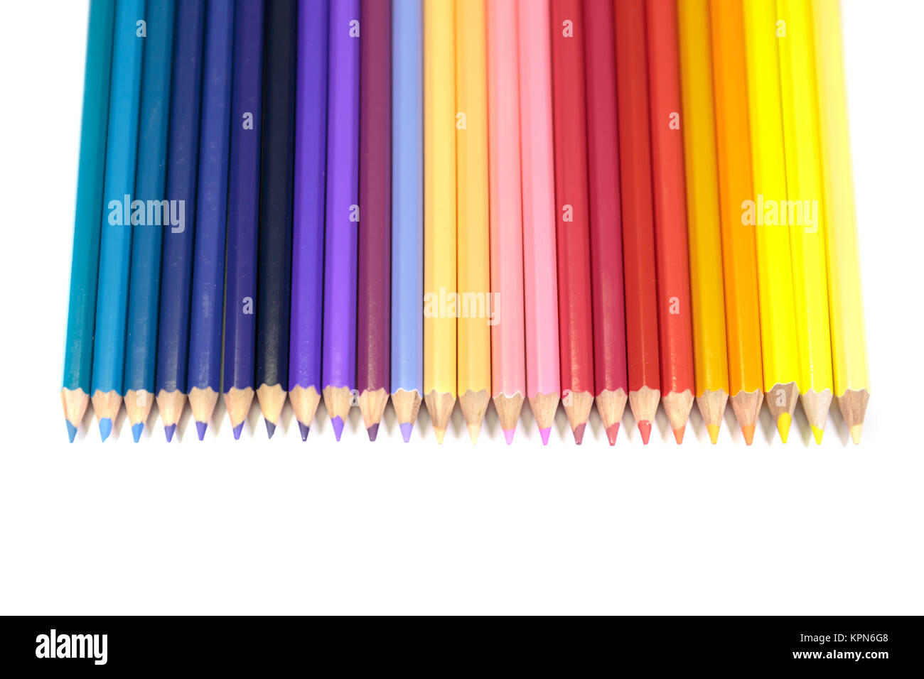 Color Pencils for Kids Facing Down in Straight Line on Pure White Background Stock Photo Alamy