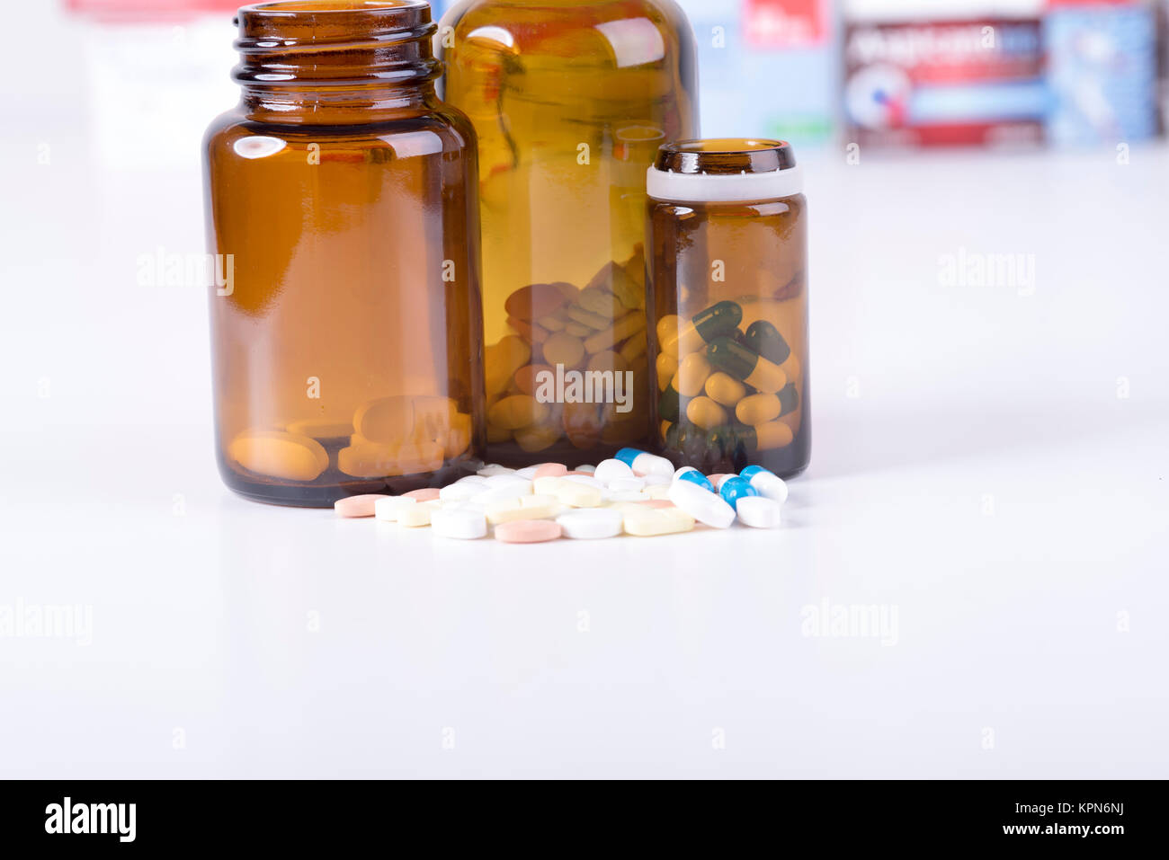 colorful pills and tablets. Stock Photo