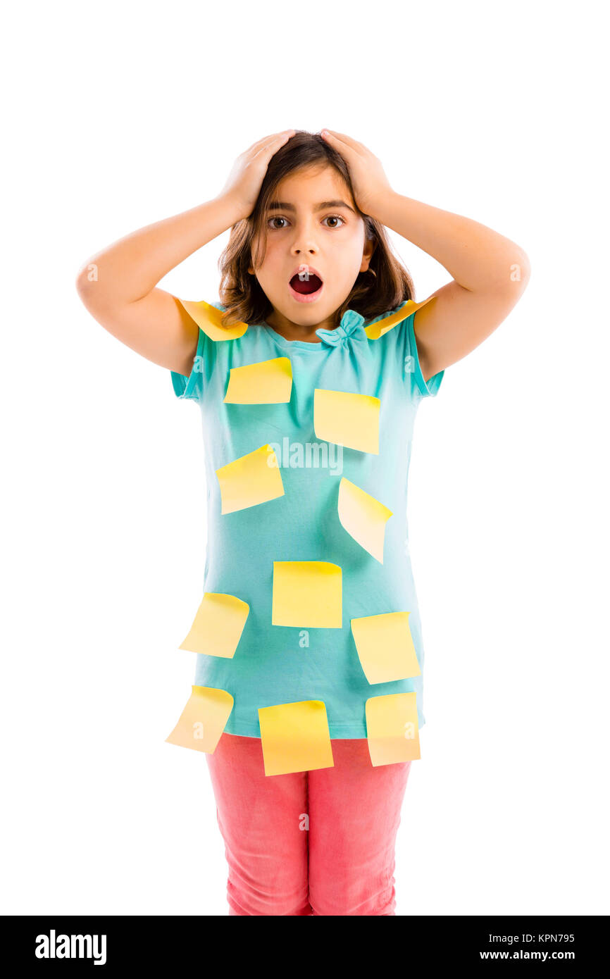 Presenter Using Yellow Note Girl with yellow notes Stock Photo - Alamy