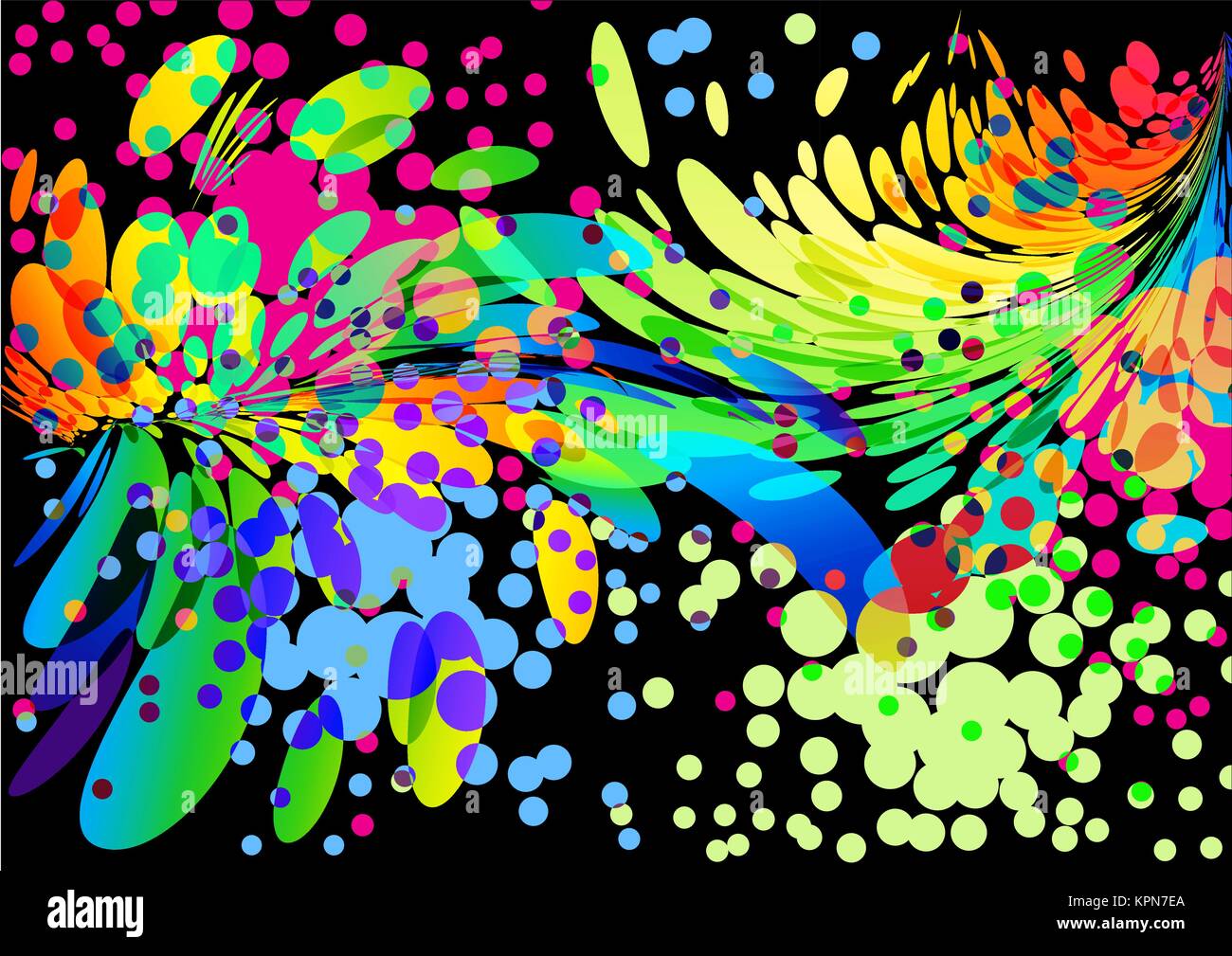 Splashing abstraction colorful cover on black background Stock Vector