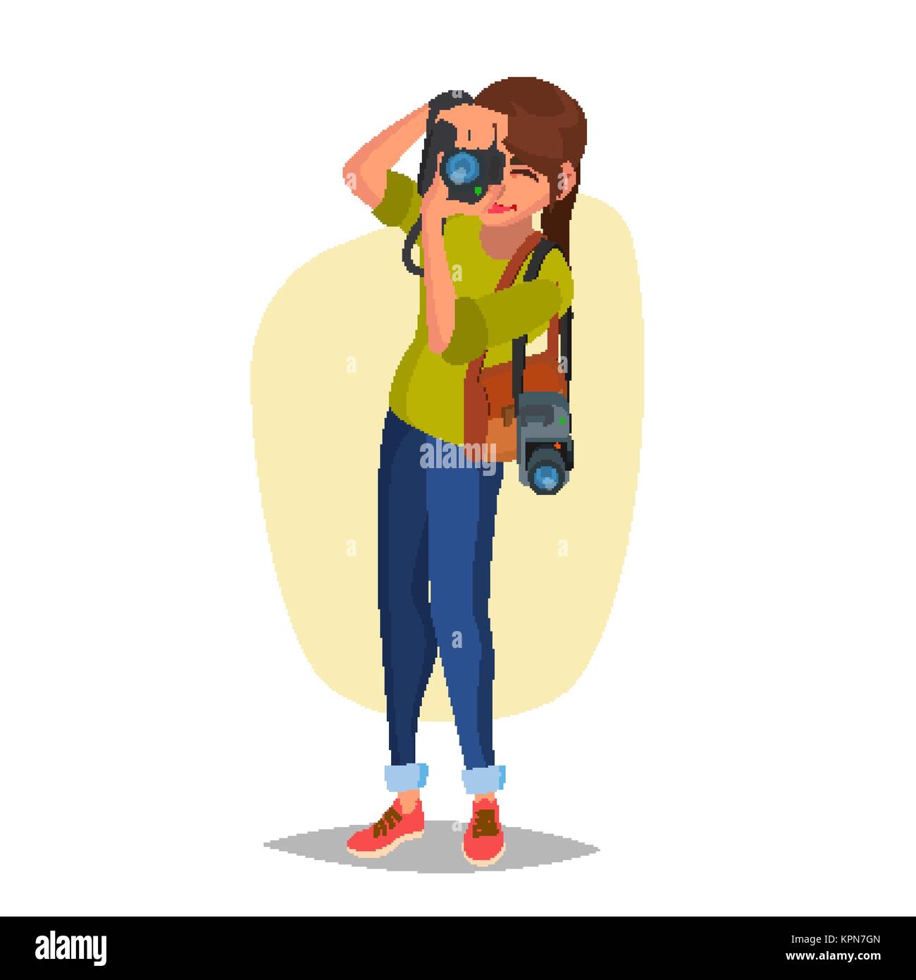 Female Photographer Vector. Studio Photo. Taking Professional Pictures ...