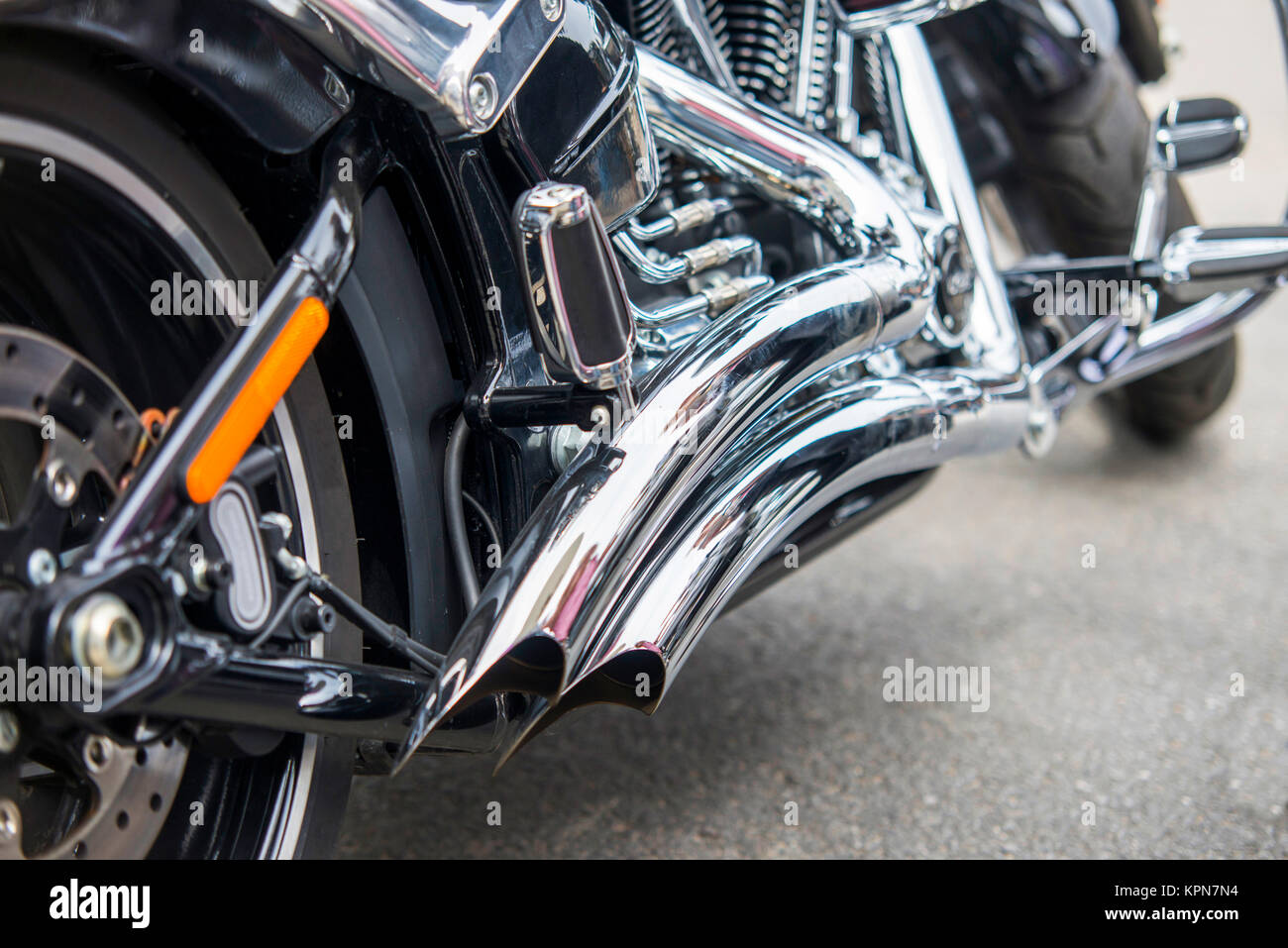 close up of the motorcycle exhaust Stock Photo