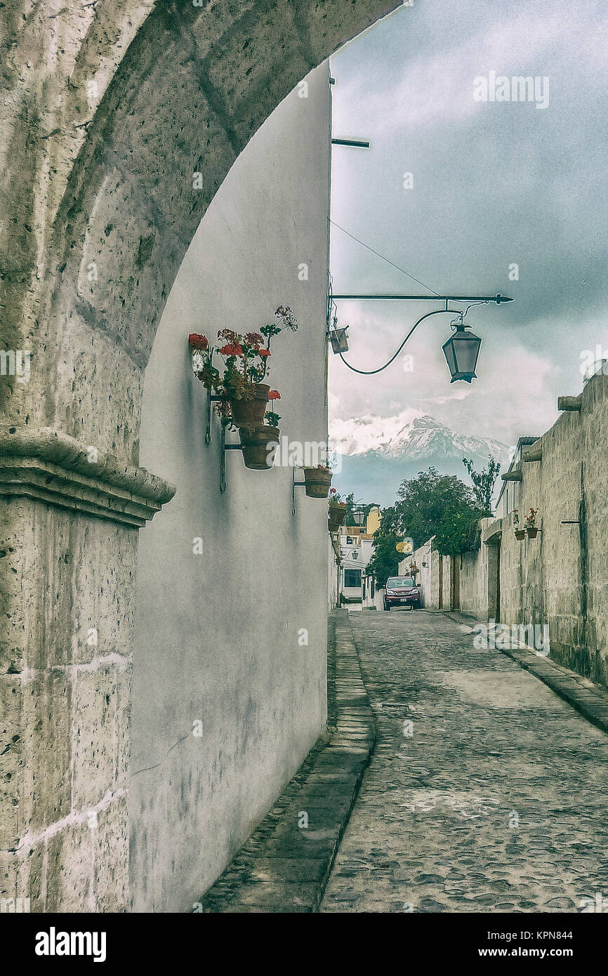 Colonial Street of Arequipa City Peru Stock Photo Alamy