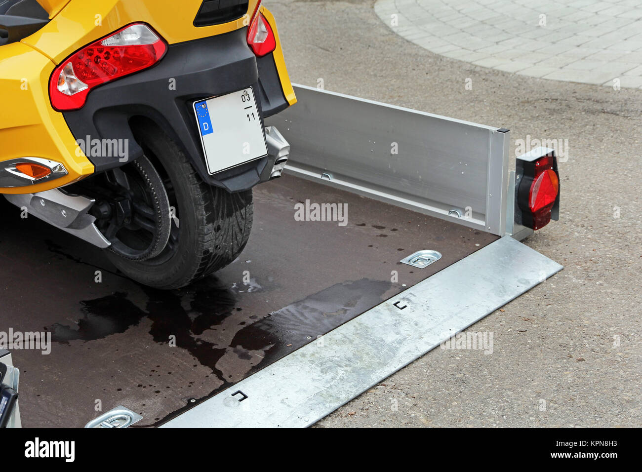 absenkanhÃ¤nger - retractable trailers for the transport of vehicles Stock Photo