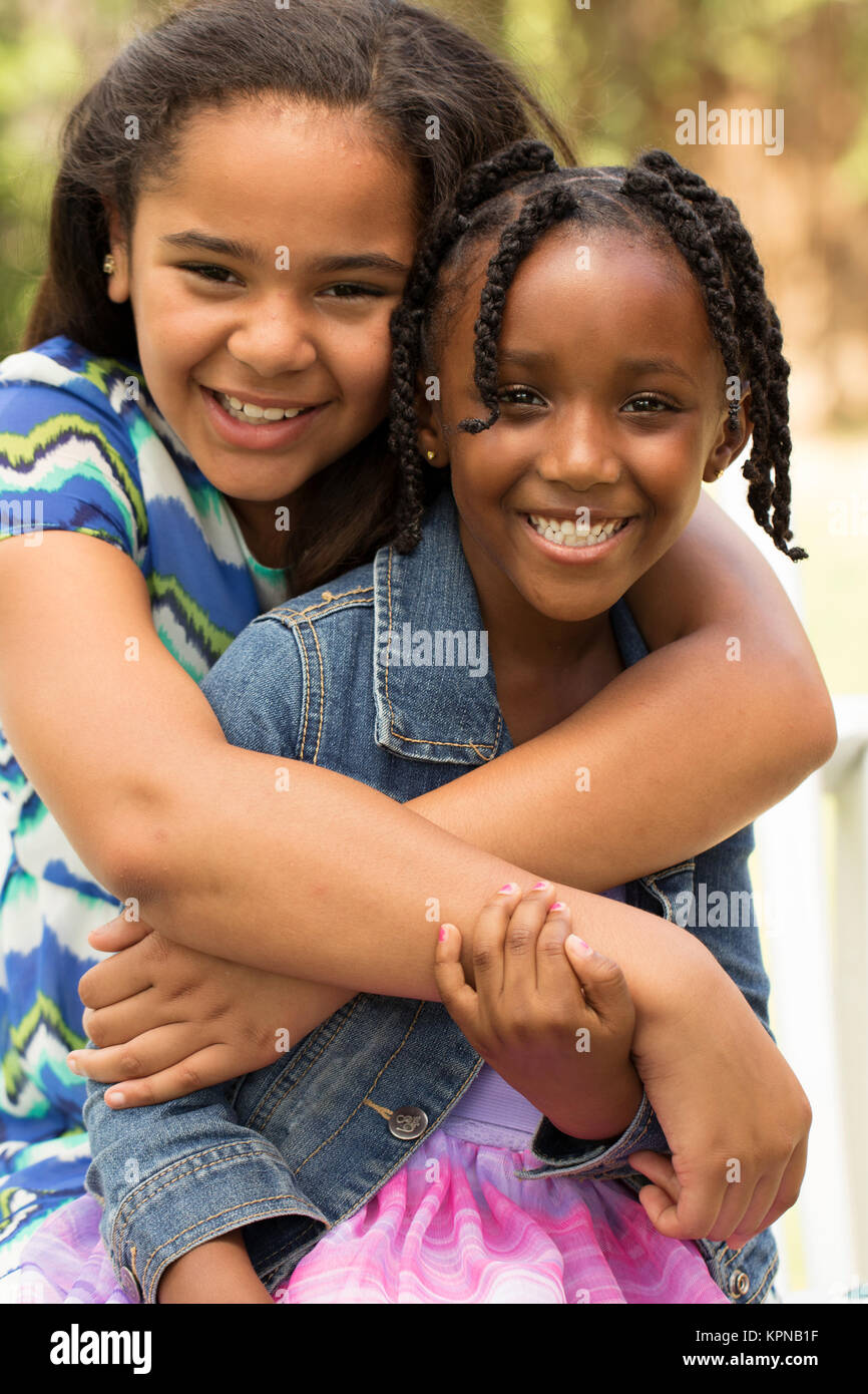 Cute African American little girls. Stock Photo