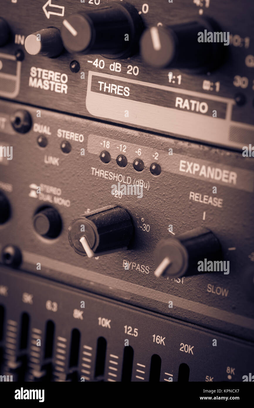 Buttons in sound studio Stock Photo - Alamy