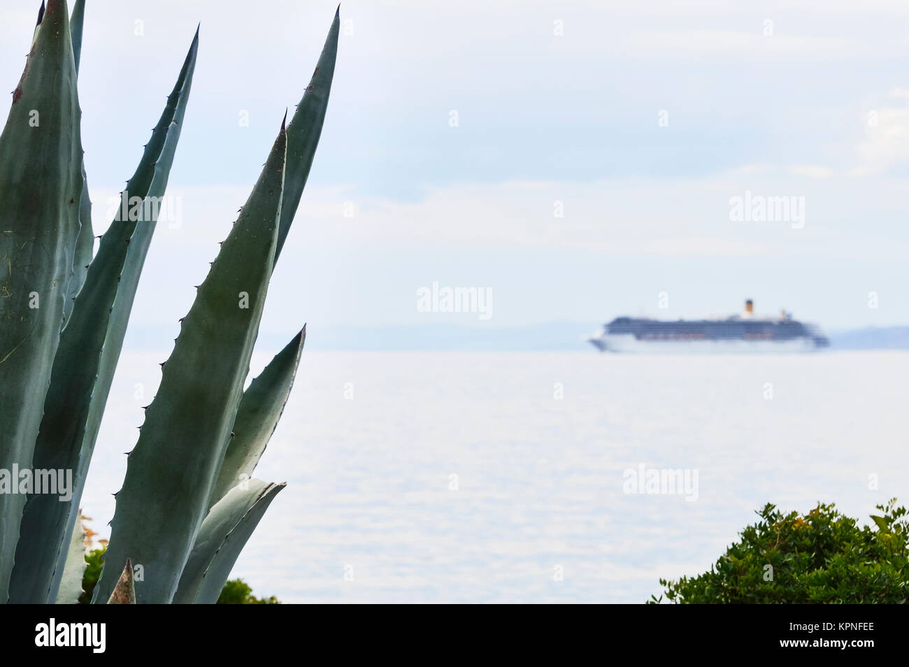 cruise ship on the horizon Stock Photo