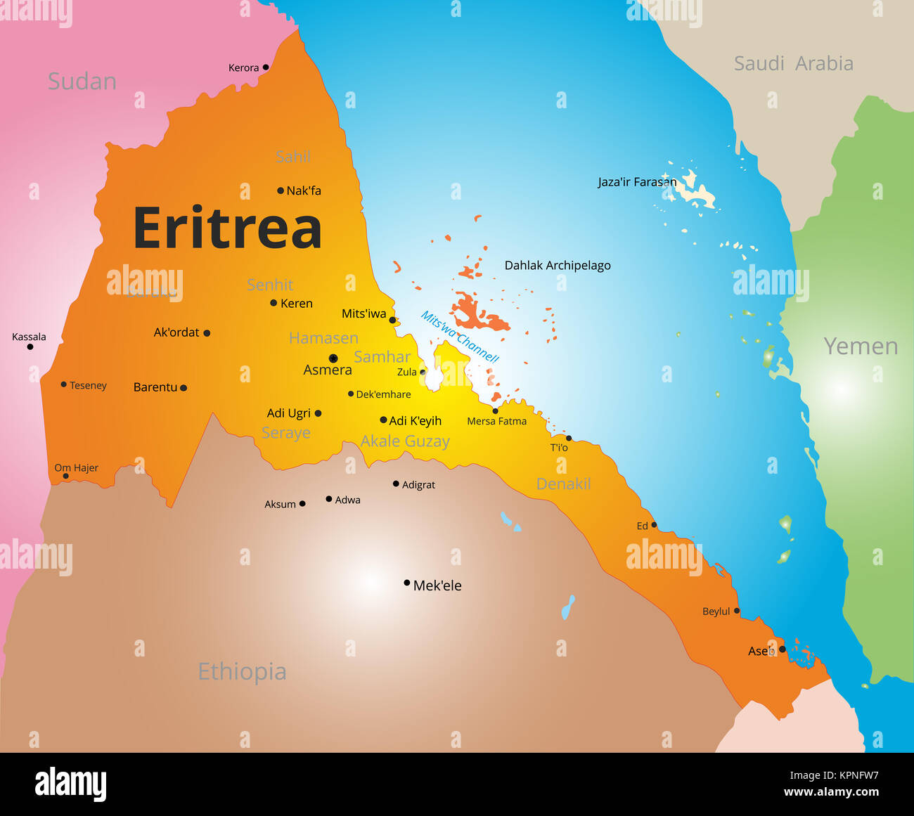 vector color map of Eritrea Stock Photo