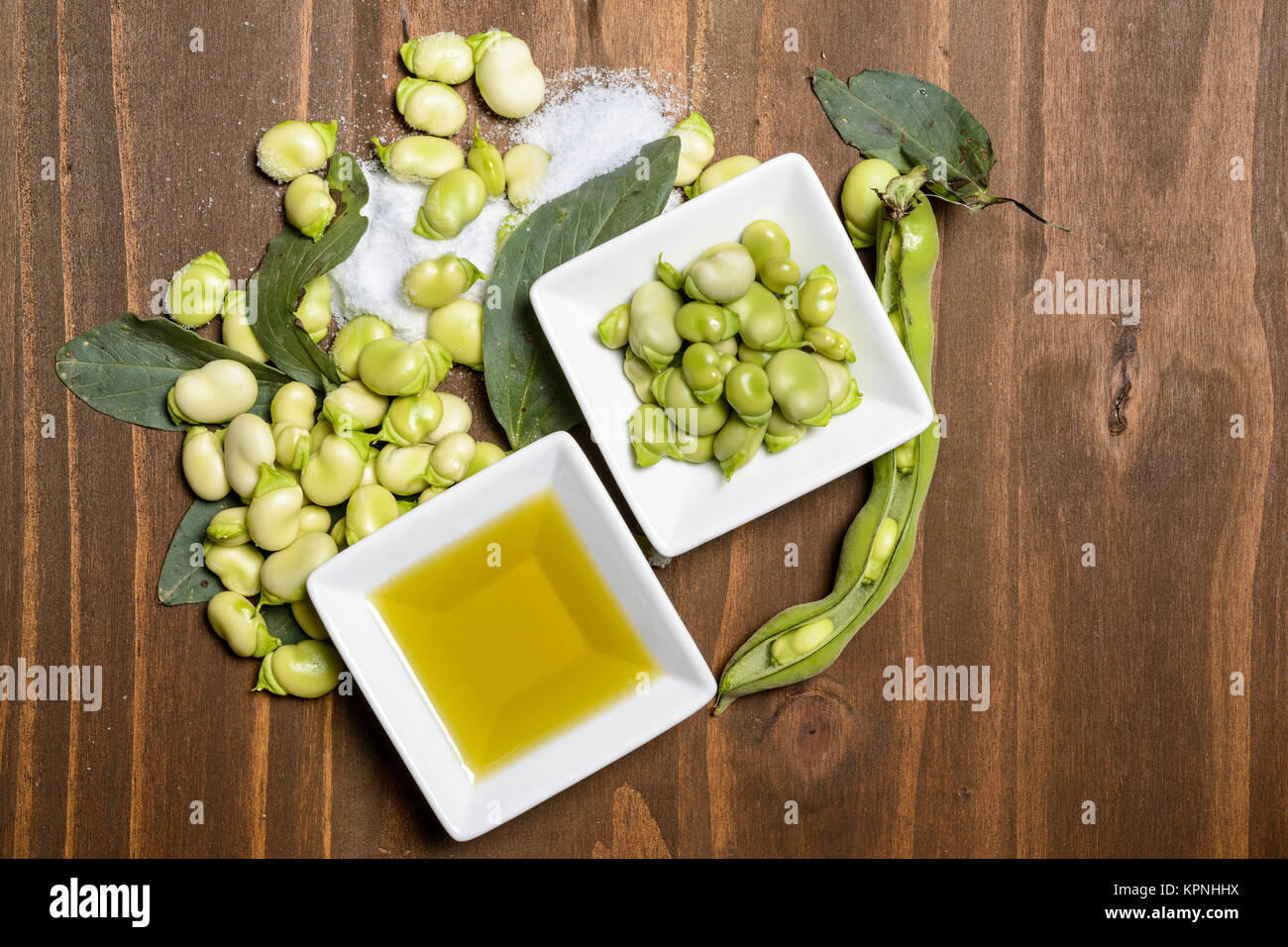 Fresh broad beans in Flat lay Stock Photo - Alamy