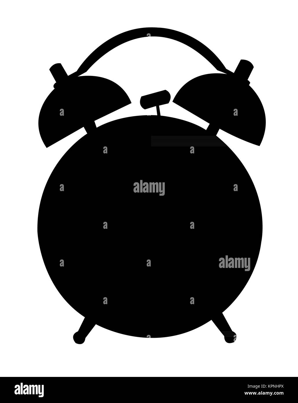 Classic alarm clock. Silhouette, black on white Stock Photo