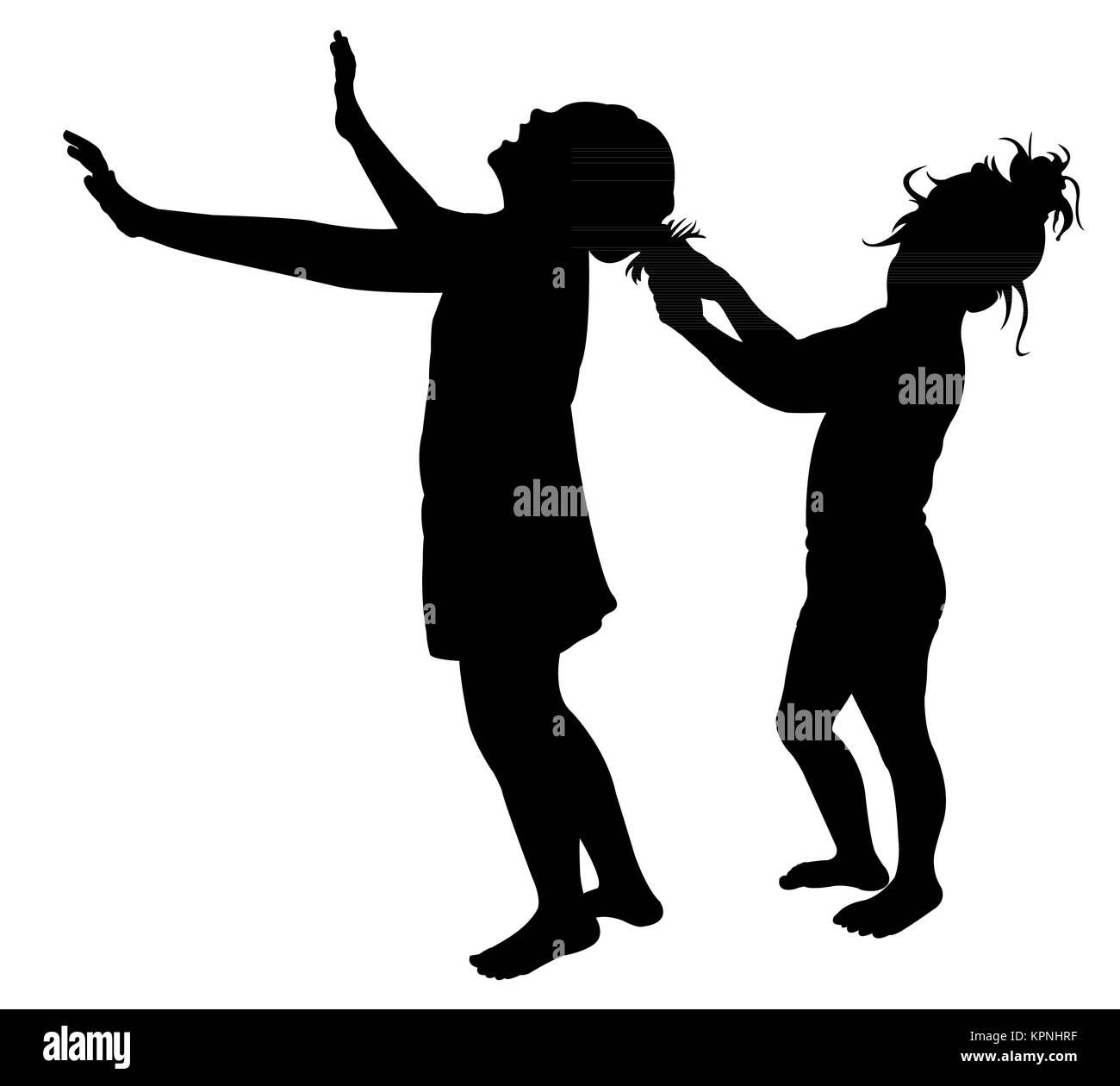 crazy children silhouette Stock Photo