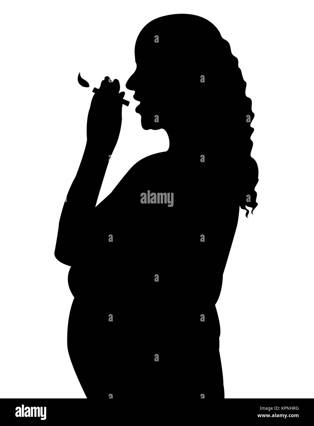 smoking woman silhouette Stock Photo