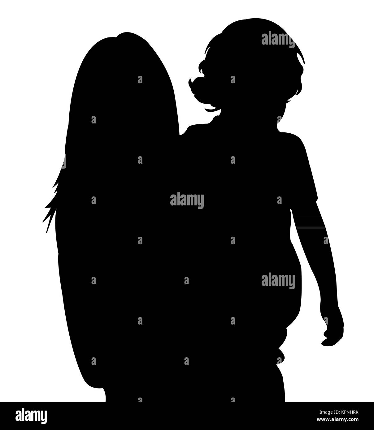 mom and son together, silhouette Stock Photo