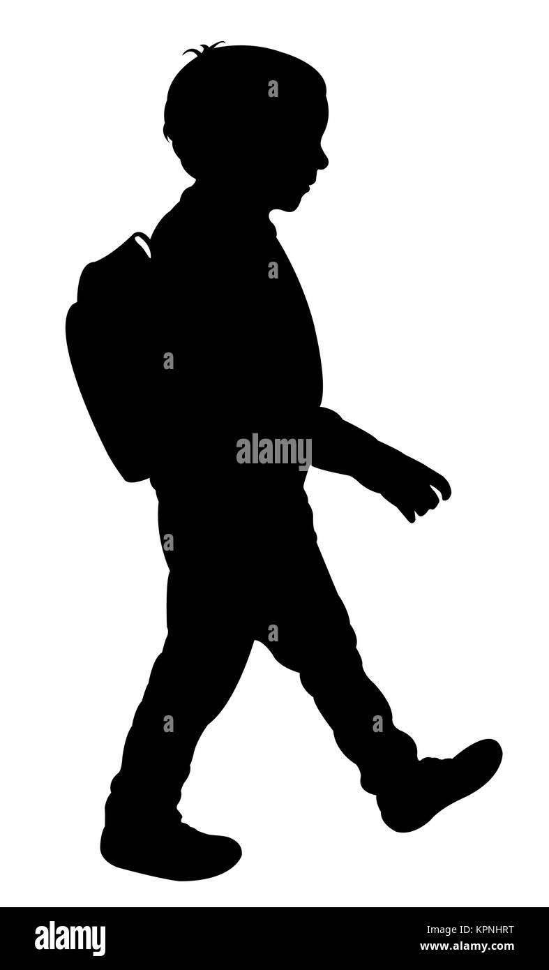 back to school kid silhouette Stock Photo