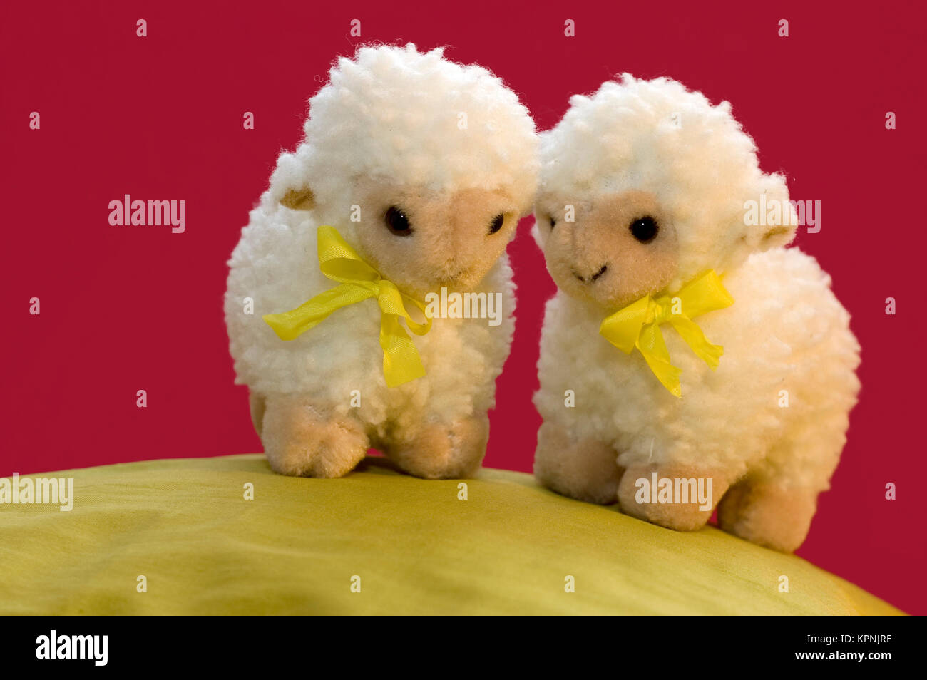 2 Toy Sheep In Spring Stock Photo