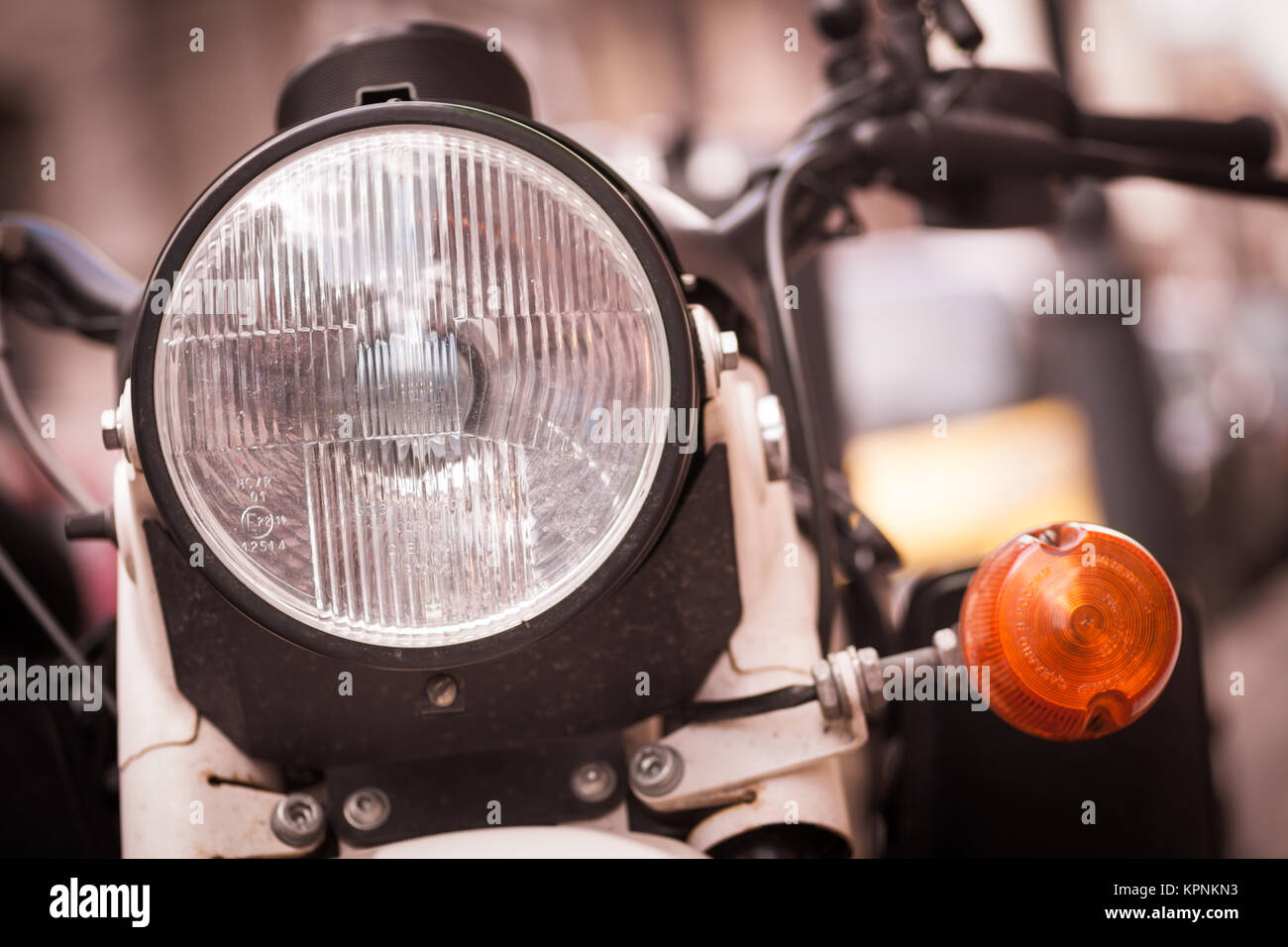Classic motorcycle headlight Stock Photo