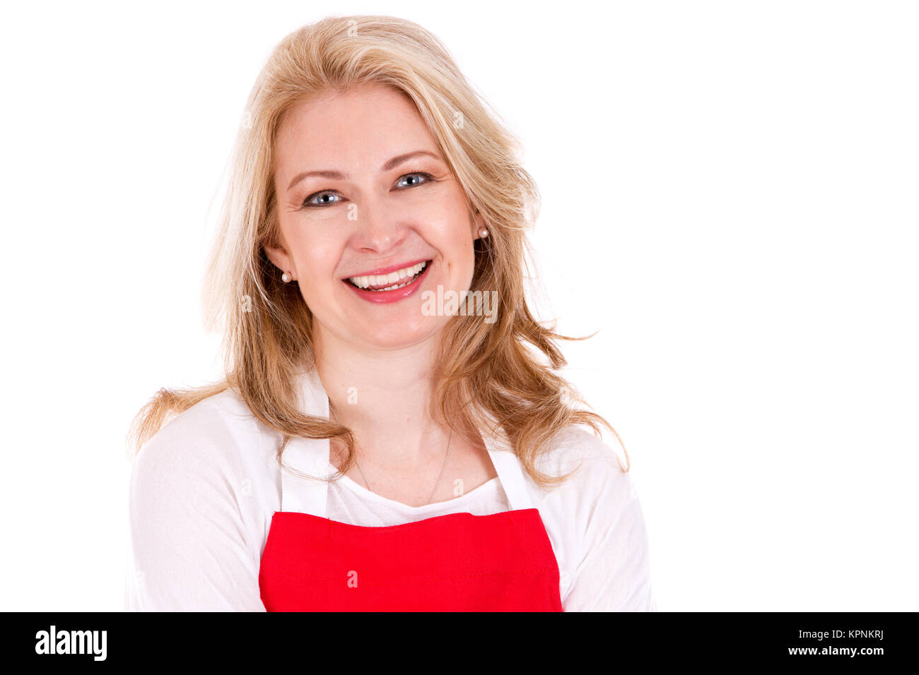 Nice woman waitress in apron hi-res stock photography and images - Alamy