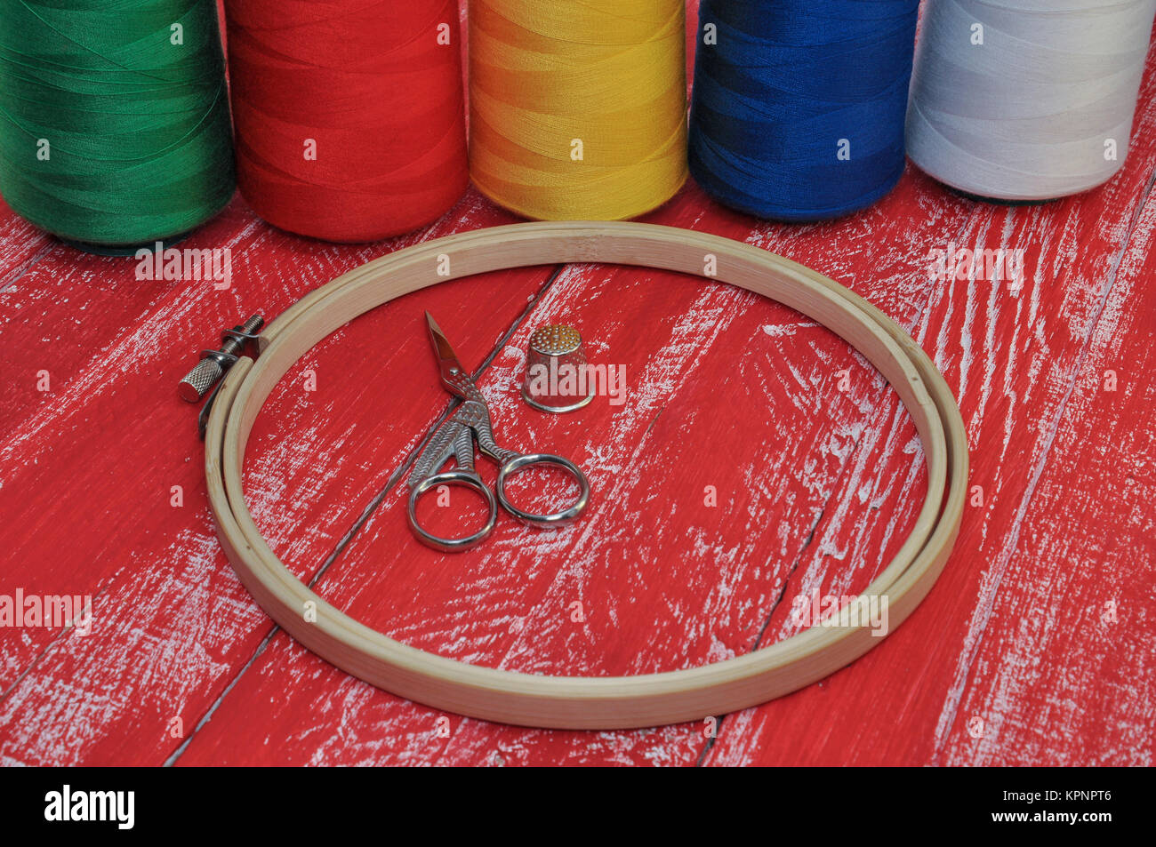 Items for needlework and embroidery Stock Photo Alamy