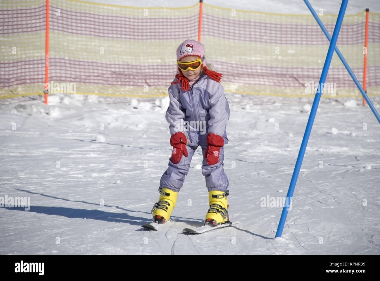 Model release , Kinderskikurs - children skiing course Stock Photo