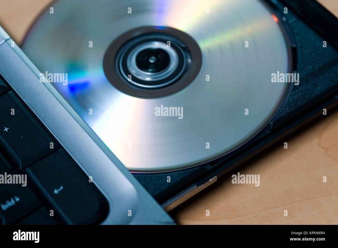 CD-Rohling im Laufwerk - CD in drive Stock Photo